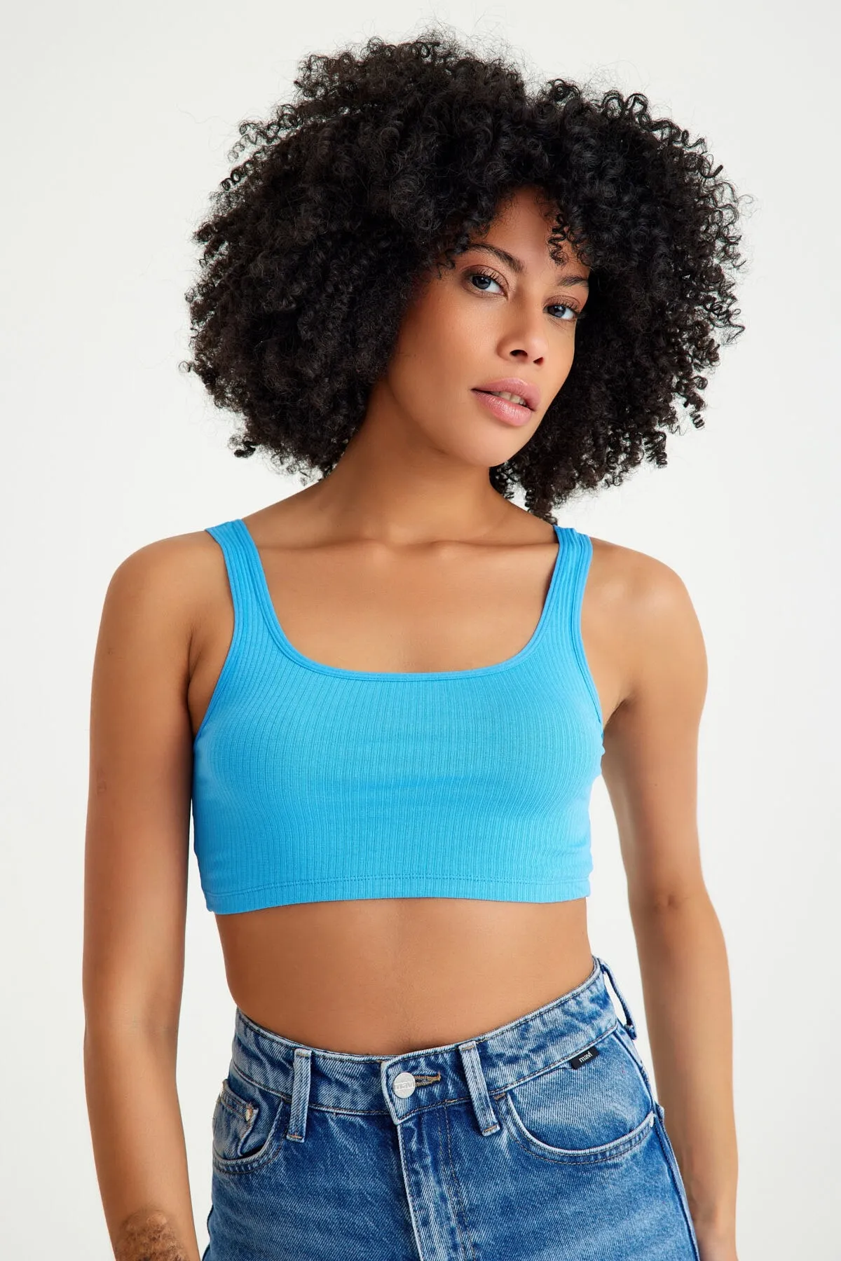 Top Step Fitilli Kaşkorse Kalın Askılı Crop Body