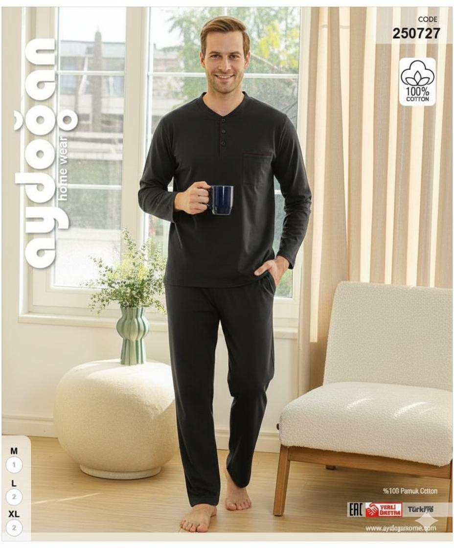 Aydoğan 250527 Erkek %100 Pamuklu Pijama Takım