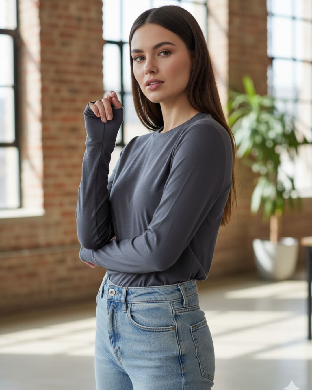 Oysho Parmak Geçmeli Uzun Kol Sweat