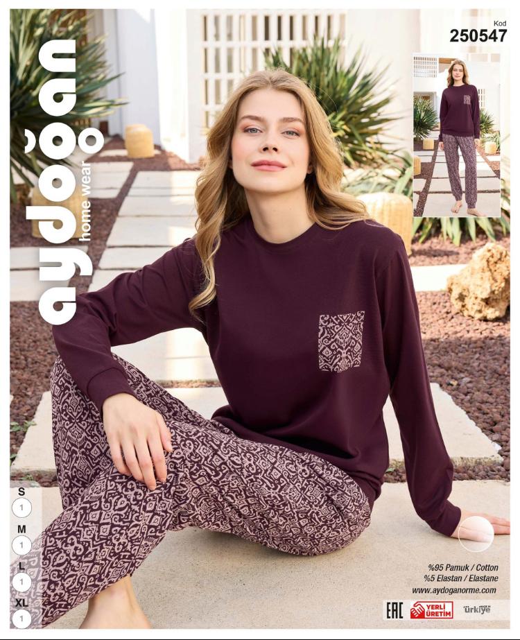 Aydoğan 250547 Bordo Pijama Takım