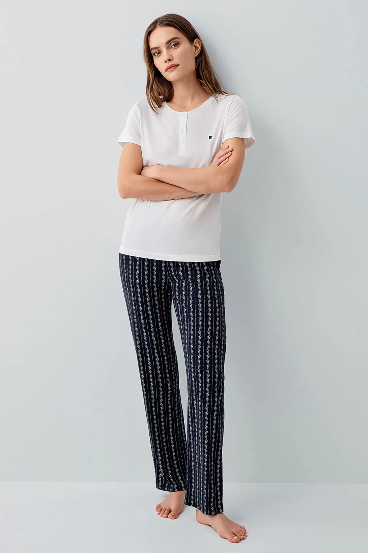 Pierre Cardin Kadın Beyaz Kısa Kollu Pijama Takımı